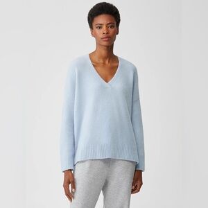 Eileen Fisher Cashmere Silk Bliss V-Neck Sweater - Large